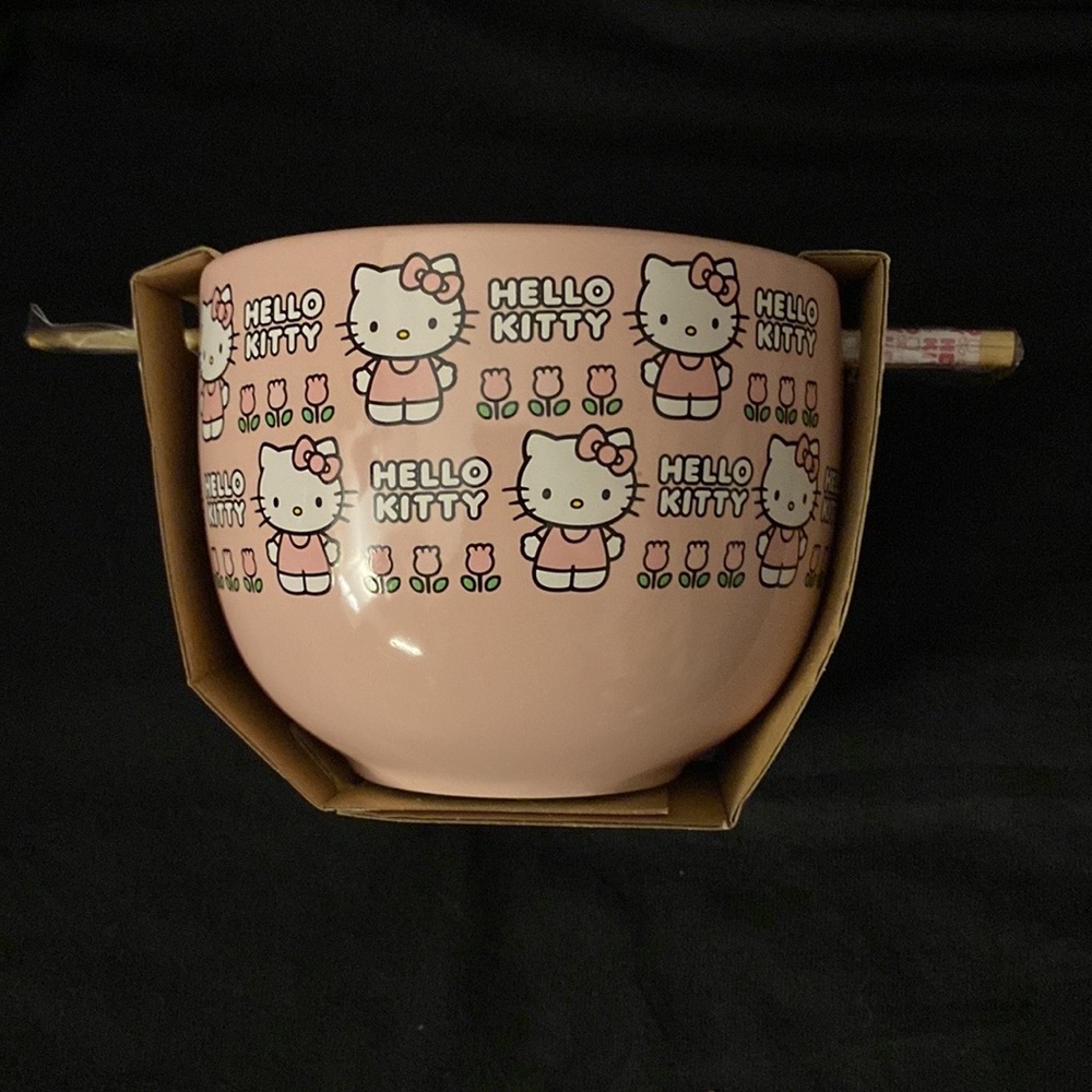 Hello kitty Ceramic Bowl W/ Flower Pattern